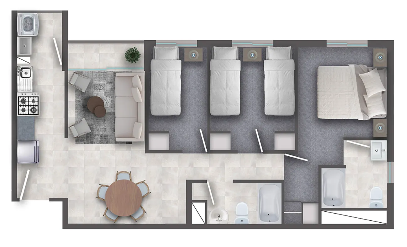 Plano departamento Tipo D Nueva Carrera 1837 en La Calera
