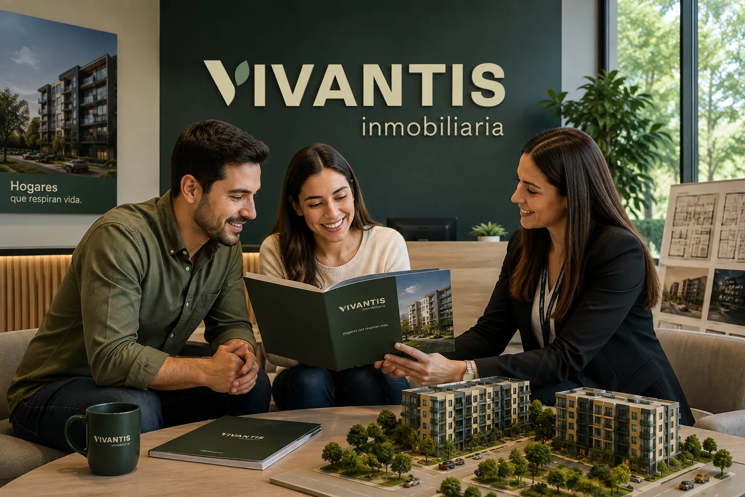 Pareja recibiendo asesoría para comprar una vivienda y conocer opciones de crédito hipotecario con Vivantis