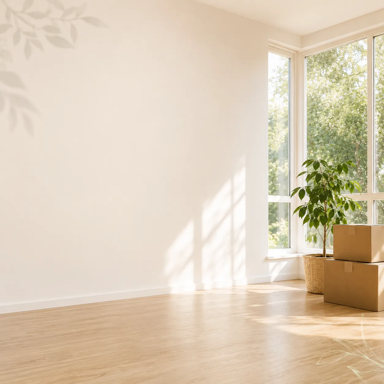 Interior de vivienda nueva iluminada con luz natural