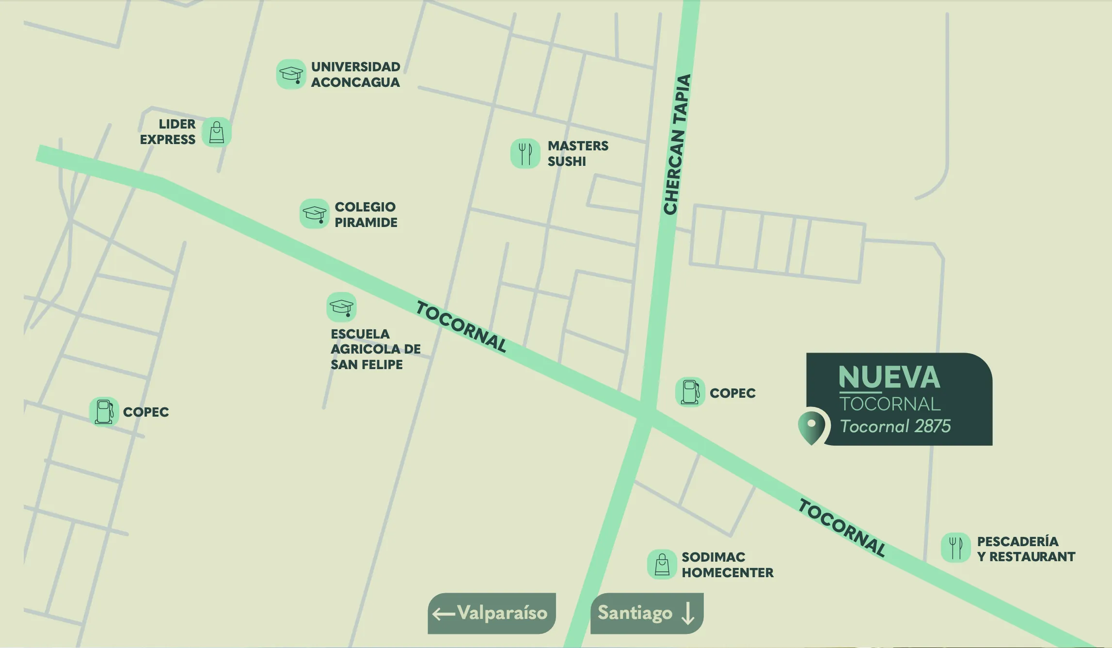 Ubicación de Nueva Tocornal en San Felipe